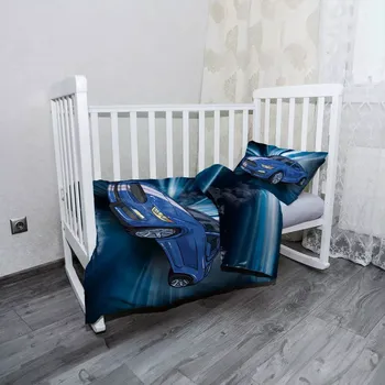 Povlečení Sablio Mikroplyšové dětské povlečení do postýlky Mustang Modré pozadí - 120x90 / 40x60