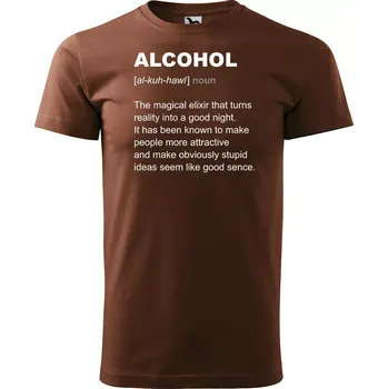 Pánské tričko Sablio Tričko s potiskem Alcohol - hnědé S