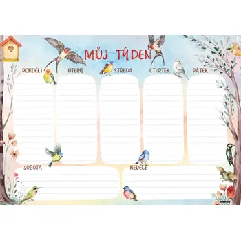 Kancelář Týdenní plánovač A4 Ptáčci
