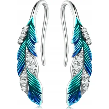 Náušnice STŘÍBRNÉ NÁUŠNICE STŘÍBRO O RYZOSTI 925 NÁUŠNICE RHODIEM POKRYTÉ NÁUŠNICE S PÉŘKY