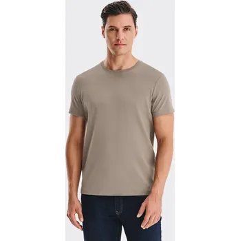 Pánské oblečení Hnědé pánské tričko 100% bavlna regular střih, Pako Lorente vel S