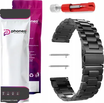 Řemínek na hodinky Náramek k hodinkám 22 mm + nástroj na zkrácení - ČERNÝ