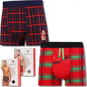 Boxerky Vánoční bavlněné pánské boxerky Dárek Mikuláš Vánoce 2ks MORAJ L