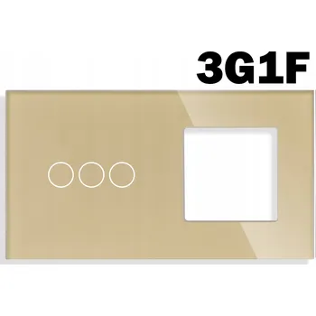 Elektrická zásuvka SKLENĚNÝ PANEL PRO DOTYKOVÉ MODULY RÁMEČEK DVOJITÝ 3G+1F ZLATÁ ZÁSUVKA