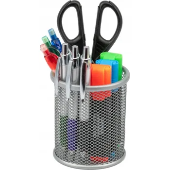 ORGANIZÉR, STOJÁNEK NA TUŽKY Hexagon na stůl kovový síťovaný STŘÍBRNÝ