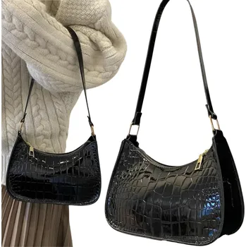 Kabelka DÁMSKÁ ČERNÁ KABELKA PŘES RAMENO EKO KŮŽE KUFŘÍK / KABELKA PŘES RAMENO PROSTORNÁ LEHKÁ