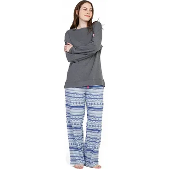 Dámské oblečení LAPASA Dámské pyžamo Heather Grey + Blue Snow Fair Isle, Velikost M
