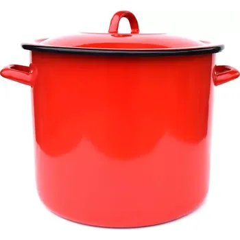 Hrnec Hrnec smaltovaný červený 15 L s poklicí (červený smaltovaný hrnec s poklicí 15 litrů, oživte svou kuchyň tímto krásným kouskem )