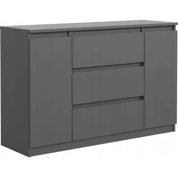 Komoda Komoda se 2 DVÍŘKA 3 zásuvkami 120 cm ANTRACIT