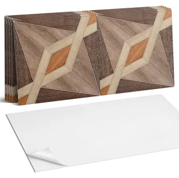 Dlažba Samolepicí vinylové dlaždice - Geometrický vzor dřeva 6 Ks 60x30 cm