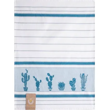 Utěrka Kuchyňská Utěrka Kaktus 50x70cm modrá 100% bavlna