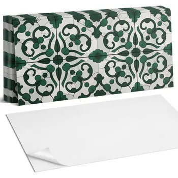 Dlažba Samolepící dlaždice Vinyl Rostlinný vzor s ornamenty 10 ks 40x20 cm