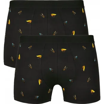 Pánské spodní prádlo Pánské boxerky s motivem rybářských mušek 2-PACK - spodní prádlo 3XL Černá