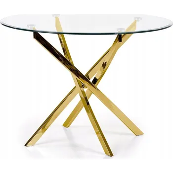Jídelní stůl Kuchyňský stůl Halmar kulatý průhledný, zlatý 100 x 100 x 73 cm