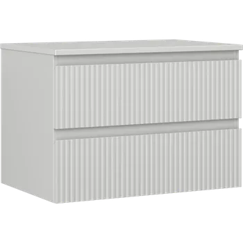 Koupelnový nábytek Mexen Rivel koupelnová skříňka pod umyvadlo 70 cm s deskou, 2 zásuvky, žebrovaná, šedá mat - 91A20-07047-2-BFFC62 Koupelnové skříňky