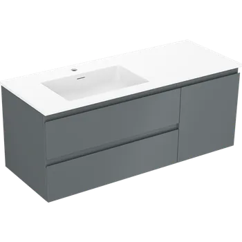 Koupelnový nábytek Mexen Orio koupelnová skříňka 120 cm s umyvadlem Otis levá, 2S, 1D, grafit mat/bílá mat - 91A13-12047-3-BBFFF66-W18L01 Skříňky s umyvadlem
