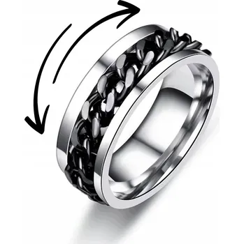 Prsten Stříbrný Prstýnek Antistresový Otočný Černý Řetízek Velikost 30