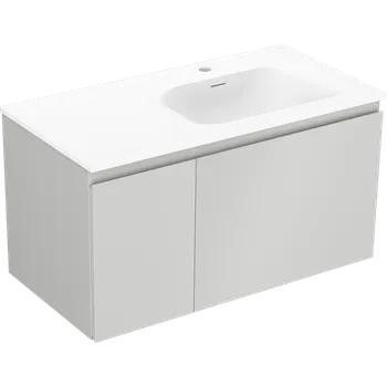 Koupelnový nábytek Mexen Orio koupelnová skříňka 90 cm s umyvadlem Vela pravá, 1S, 1D, šedá mat/bílá mat - 91A13-09047-3-BBFF62-W23P01 Skříňky s umyvadlem
