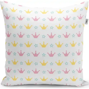 Polštář Sablio Polštář Růžové korunky na bílé - 50x50 cm