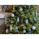 Sada 35 vánočních ozdob modré skleněné závěsné dekorace tradiční styl vánoční koule ornamenty sváteční stromeček Beliani