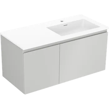 Koupelnový nábytek Mexen Orio koupelnová skříňka 100 cm s umyvadlem Otis pravá, 1S, 1D, šedá mat/bílá mat - 91A13-10047-3-BBFF62-W18P01 Skříňky s umyvadlem