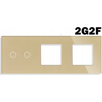 Elektrická zásuvka SKLENĚNÝ PANEL PRO DOTYKOVÉ MODULY RÁMEČEK TROJITÝ 2G+2F ZÁSUVKA ZLATÁ