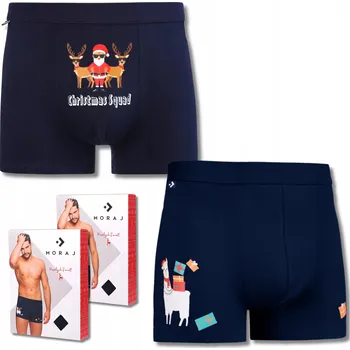 Boxerky Vánoční bavlněné pánské boxerky Dárek Mikuláš Vánoce 2ks MORAJ XXL