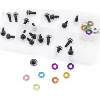 Vrták Barevné třpytivé bezpečnostní oči pro maskoty 9mm 10 párů v krabičce