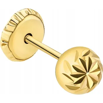 Náušnice ZLATÝ NÁUŠNICE Dámské au 585 Diamantovaná Kulička 4mm Šroubovací Puzeta 14k