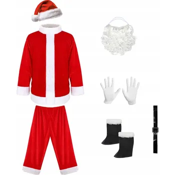 Karnevalový kostým KOSTÝM SANTA CLAUSE OBLEK PREMIUM VELUROVÝ PLYŠOVÝ PROFESIONÁLNÍ