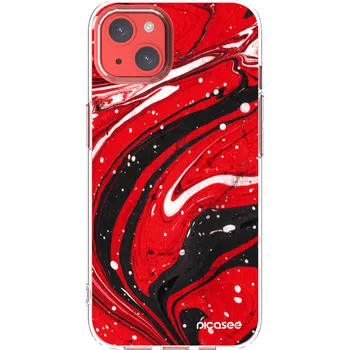 Pouzdro na mobilní telefon Picasee silikonový průhledný obal pro Apple iPhone 13 - Red black