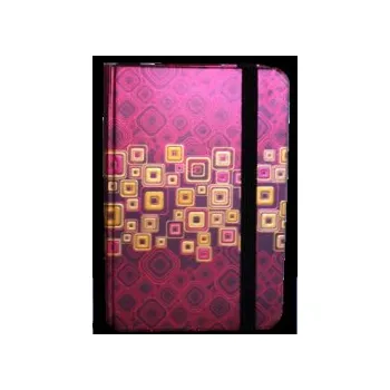 Zápisník s gumičkou 95x140 mm červenozlaté čtverce