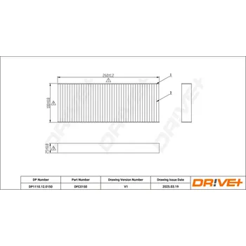 Ventilátor topení a klimatizace Kabinový (pylový) filtr DRIVE+ DP1110.12.0150