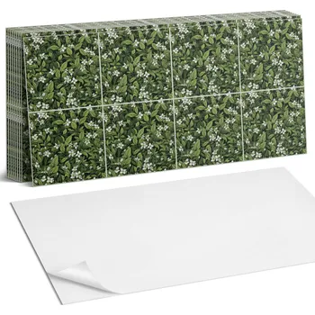 Obraz Sada samolepících dlaždic Květinový vzor s listy 10 ks 40x20 cm