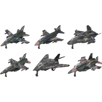 letadlo a vrtulník Wiky Letadlo/stíhačka kov/plast 12cm na zpětné natažení mix druhů 6ks v boxu