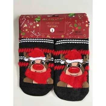 Dámské ponožky Dámské Vánoční thermo ponožky s protiskluzovým chodidlem Barva: sob, Velikost: 35-38