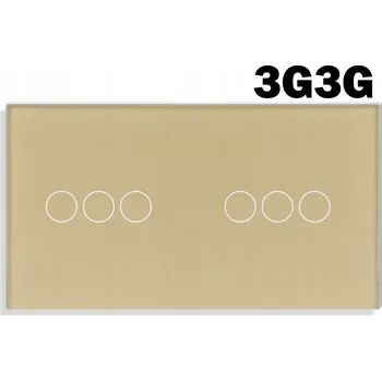 vypínač SKLENĚNÝ PANEL PRO DOTYKOVÉ MODULY RÁMEČEK DVOJITÝ 6G (3G+3G) ZLATÝ