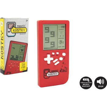 Hlavolam Teddies Digitální hra Padající kostky hlavolam plast 7x14cm červená na baterie se zvukem v krabičce 7,5x14,5