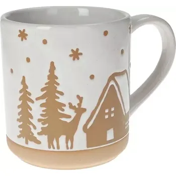 Hrnek na čaj, kakao... s vánočním motivem Chaloupka GingerBread 350ml BRANDANI (barva - béžová,bílá)