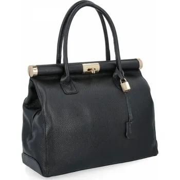 Kabelka Elegantní kožená taška italský kufřík 800-F černá