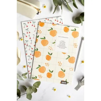 Zápisník Linkovaný a čtverečkovaný zápisník – Broskve & Třešně (2ks)