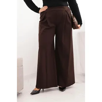 Dámské kalhoty Oversize kalhoty se širokým střihem a plisováním model 2274 hnědé