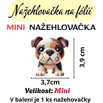 Nažehlovačky na fólii Nažehlovačka na fólii, HÁČKOVANÝ - PES BULDOG, 1 kus Zvolte VELIKOST motivu ZDE:: MINI velikost