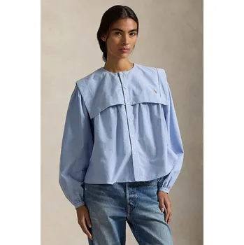 Dámská košile Bavlněná košile Polo Ralph Lauren 211A96165 modrá 50X, vel. 40