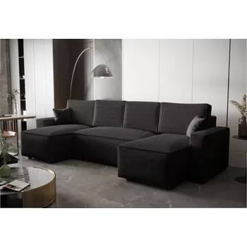 Sedací souprava Rozkládací rohová sedačka ADRIANA U 303x140 černá