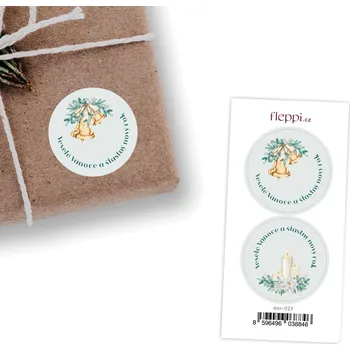 samolepka Fleppi Dárkové samolepky Veselé Vánoce a šťastný nový rok | 2ks