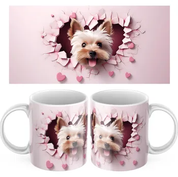 Keramický Hrníček Jorkšírský Teriér - Červená