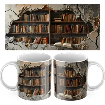 Keramický Hrníček Knihovna - Červená