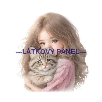 Látkový panel - Holčička s kočičkou - DZ-39 Velikost: 15x15cm, Materiál: Kočárkovina
