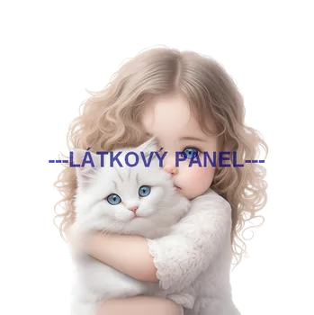 Látkový panel - Holčička s kočičkou - DZ-33 Velikost: 60x60cm, Materiál: Mikroplyš